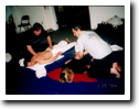 Massage after the workout (L to R) Chris, Curtis, Denise and David