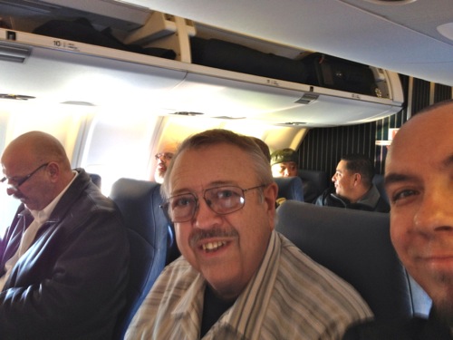 On the plane.
