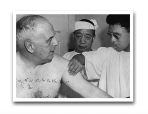 Franklin Roosevelt undergoing restorative therapy treatment